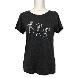 NWT C&C California Dancing Skeletons Heather Grey T-Shirt Tee Top New Halloween